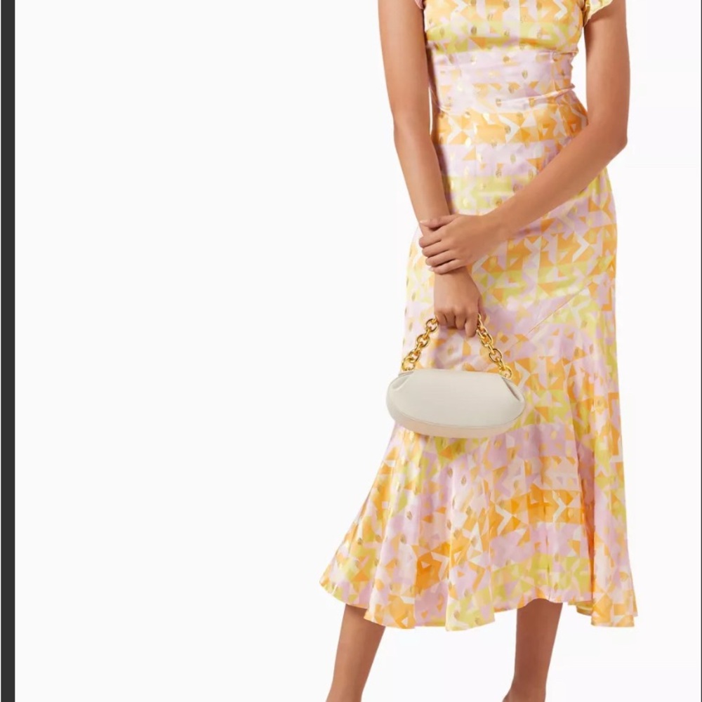 Never Fully Dressed Yellow and Pink Midi Dress NWT